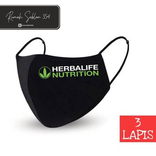 Herbalife หน้ากากอนามัย 3 ชั้น 3 ชั้น สีดํา สําหรับผู้ใหญ่