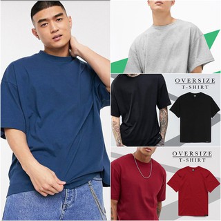 Just Say Bad ® เสื้อสีพื้น Oversize พิเศษผ่าข้าง สีกรม ดำ เทา แนวสตรีท รุ่น Signature T shirt  OB