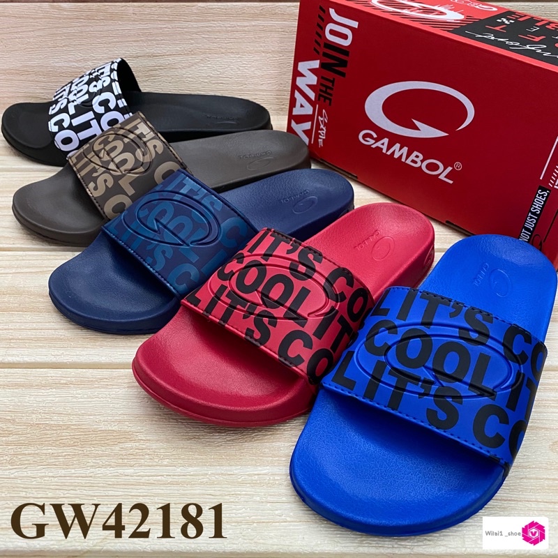 Gambol รุ่น GW 42181 รองเท้าแตะสวม (36-44) สีดำ/กรม/ตาล/น้ำเงิน/แดง ยซ/ยซอ