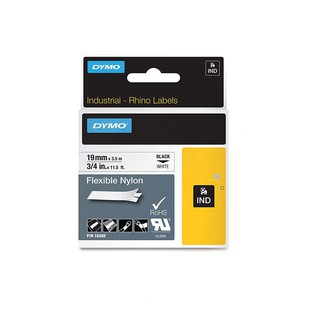 DYMO : DYM18489* สติ๊กเกอร์พิมพ์ฉลาก Industrial Flexible Nylon Labels (3/4 Inch. Black on White)