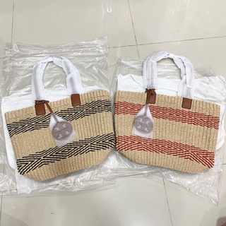 TORY BURCH MILLER STRAW STRIPE TOTE BAG พร้อมส่งค่ะ งานสวยดีสุด สวยมากก ขนาด 17*12.5 นิ้วค่ะ