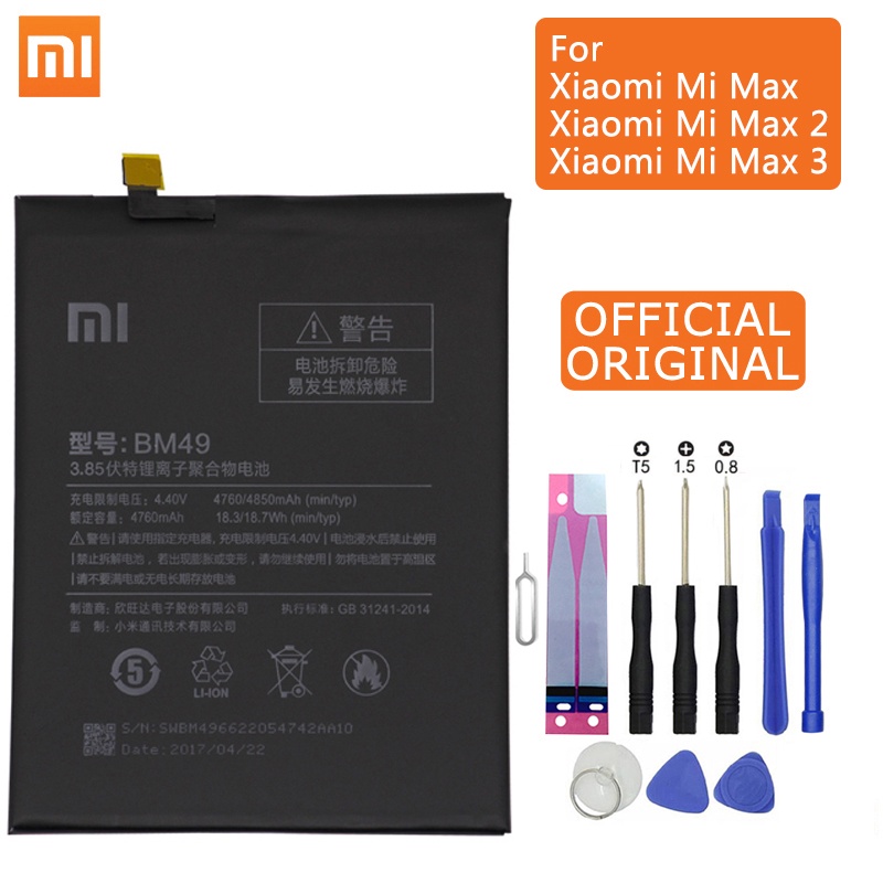 Xiao Mi Original Phone Battery For Xiaomi Mi Max2 Mi Max 2 BM50 Mi Max BM49 Mi Max3 Max 3 BM51 Replacement Batteries Fre