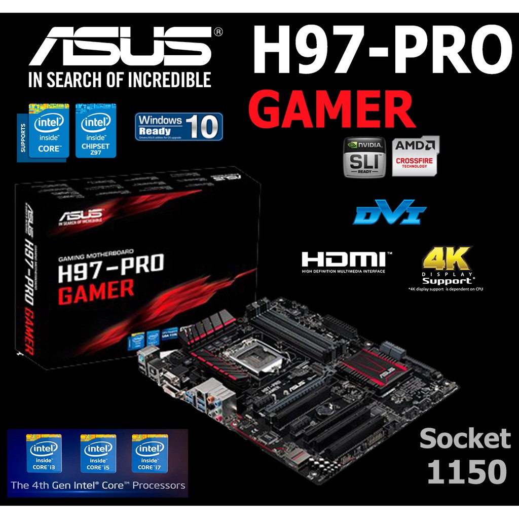 Mainboard INTEL ASUS H97-PRO GAMER (Socket 1150) มือสอง พร้อมส่ง แพ็คดีมาก !!!
