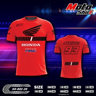 MOTOSHIRT HONDA HO-B02-20 เสื้อขี่มอเตอร์ไซต์ MOTOGP เสื้อคอกลมแขนสั้น เสื้อพิมพ์ลาย