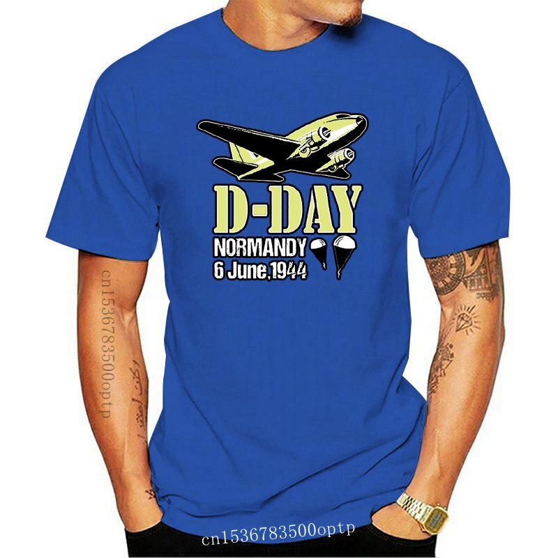 2022 Cotton Top Tee Men tshirt D Day Normandy Landings Invasion Douglas C 47 Dakota เครื่องบินเสื้อ 