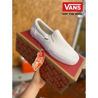 【สินค้าคุณภาพ ราคาโกดัง】รองเท้าผ้าใบแบบสวมVan Slip on ขาวล้วน , ดำล้วน Sz.36-45 รองเท้าผ้าใบแบบสวม MTB004-FP