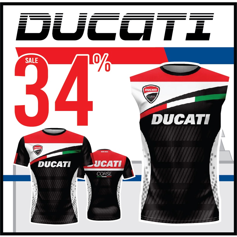 🌈ใส่โค้ดSENSEI20Pลด20%✨เสื้อแขนสั้นพิมพ์ลาย(หน้า-หลัง) SENSEI ลายDUCATI1