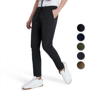 DAVIE JONES กางเกงจ็อกเกอร์ เอวยางยืด ผ้าคอตตอน Drawstring Cotton Joggers PL0002BR BK GY NV GR MA