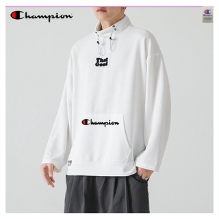 Champion ของแท้ 100% เสื้อกันหนาว แขนยาว ทรงหลวม แบบสวมหัว สไตล์ญี่ปุ่น สตรีท แฟชั่นสําหรับผู้ชาย และผู้หญิง