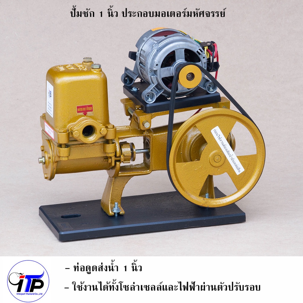 ปั้มน้ำโซล่าเซลล์ ปั้มชัก 1 นิ้ว ประกอบมอเตอร์มหัศจรรย์  (universal motor) ต่อตรง แผงโซล่าเซลล์