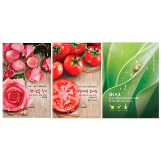 Nature Republic Real Nature Face Mask (Rose, Tomato, Snail) มาสก์บำรุงผิวหน้า เนเชอร์ รีพับบลิค