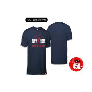 เสื้อยืด ลิขสิทธิ์แท้ Liverpool ลิเวอร์พูล T-shirts เนื้อผ้าย้อมพาร์ท รุ่น LFC-060 สีกรม