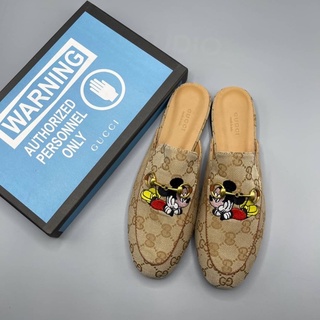 NEW GUCCI PRINCETOWN GG LEATHER WITH MICKEY MOUSE OF DISNEY SANDAL SLIPPER