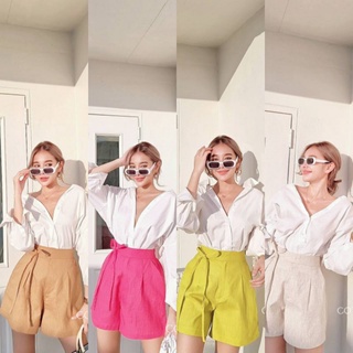 Vava vintage Linin shorts ขาสั้นฟรีไซส์ ผ้าลินินแท้เกรดนำเข้า 100% เนื้อลินินพนีเมี่ยม ใส่สวย ใส่สบาย ใส่ชิล cottoncandy