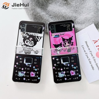 Jiehui เคสโทรศัพท์มือถือ ลายคุโรมิ สามชิ้น แฟชั่น สําหรับ Samsung Z Flip4 Z Flip3