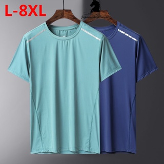 [L-8XL] เสื้อยืดแขนสั้น ผ้าเรยอน ระบายอากาศ ดูดซับเหงื่อ แห้งเร็ว พลัสไซซ์ เหมาะกับฤดูร้อน สําหรับผู้ชาย ใส่ออกกําลังกาย วิ่ง เล่นกีฬา กลางแจ้ง