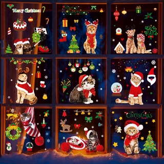【Zooyoo】สติ๊กเกอร์ติดผนังคริสต์มาสคริสต์มาสกระจกหน้าต่างฉากตกแต่งตกแต่งสติ๊กเกอร์ติดผนัง