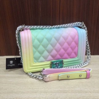 กระเป๋า Chanel boyสีรุ้ง 10"