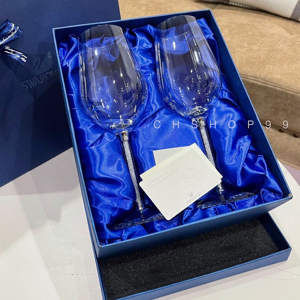 แก้วไวน์ คริสตัล Swarovski Crystal Diamond Set 2ใบ พร้อมกล่อง จัดส่งฟรี