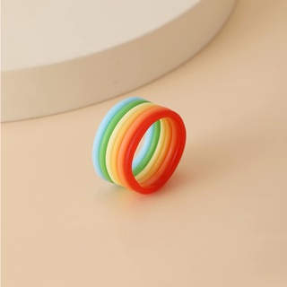 แหวนยางสายรุ้ง Rainbow Color Block Ring