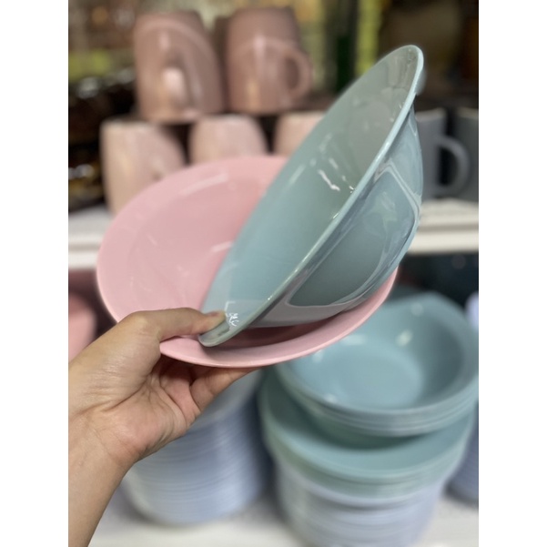 ชาม ชามพลาสติก ทรงปากกว้าง 8" #684 โทนสีพาสเทล สวยงามน่ารัก มี3สี ชามใหญ่