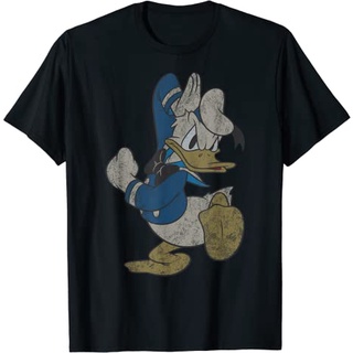 เสื้อยืดผ้าฝ้ายพรีเมี่ยม เสื้อยืด พิมพ์ลาย Disney Donald Duck สไตล์วินเทจ