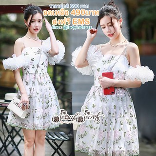 Korea Style Pattern Embroidery Lace Dress