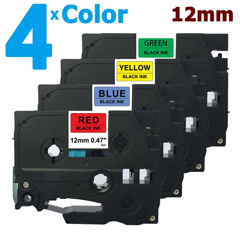 [สต็อกประเทศไทย]4 Pack TZe431 TZe531 TZe631 TZe731 Multicolor 12mm Label Tape for Brother PTouch TZe
