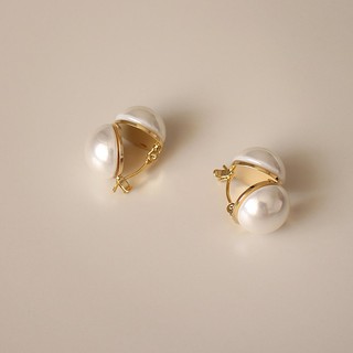 Elegant French Temperament Double sided Pearls Ear studs Earrings