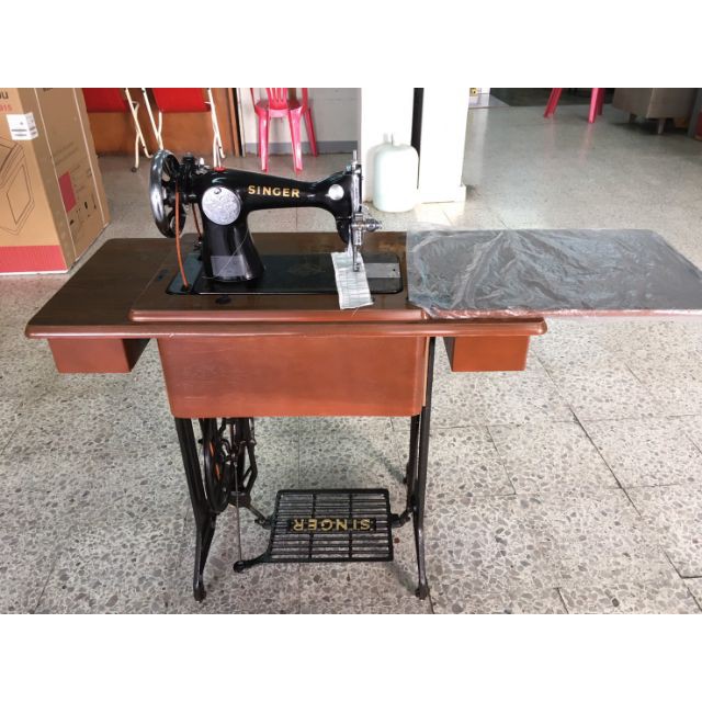 จักรเย็บผ้าฝีเข็มตรง จักรหัวดำ Singer รุ่น 15NL1(เย็บตรง) / 984(ซิกแซก) พร้อมโต๊ะไม้อัดและขา รับประก
