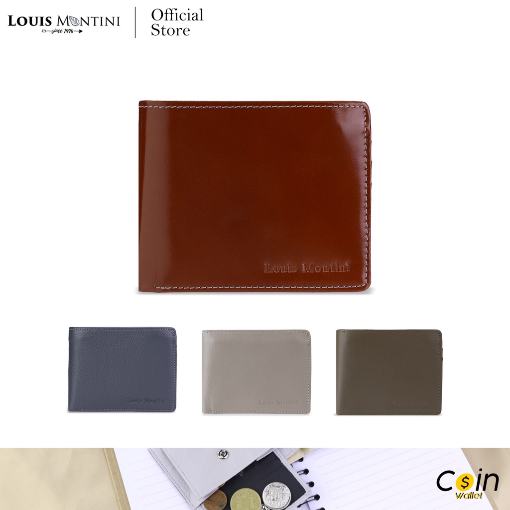 Louis Montini (The Coin Wallet) กระเป๋าสตางค์ผู้ชายหนังวัวแท้ (มีช่องใส่เหรียญ) TTM073