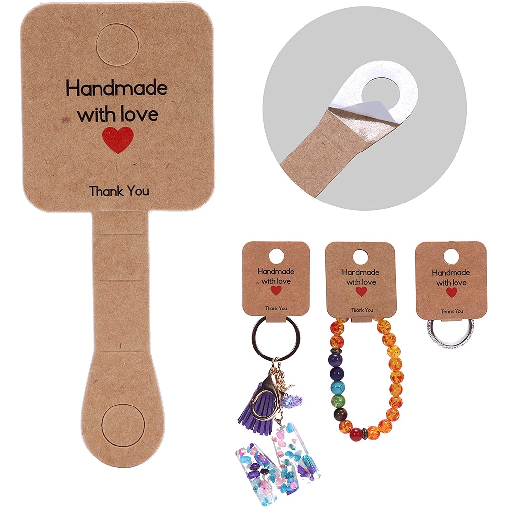 10 ชิ้น / ล็อต สีน้ําตาล กาวในตัว แหวน พวงกุญแจ สร้อยคอ สร้อยข้อมือ ที่คาดผม แหวน เครื่องประดับ การ์ดแสดงผล สําหรับธุรกิจขนาดเล็ก บรรจุภัณฑ์เครื่องประดับ