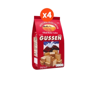 [4ชิ้น][ขายดี] Gussen กัสเซ็น เวเฟอร์สอดใส้ครีม 100 กรัม-รสช็อกโกแลต