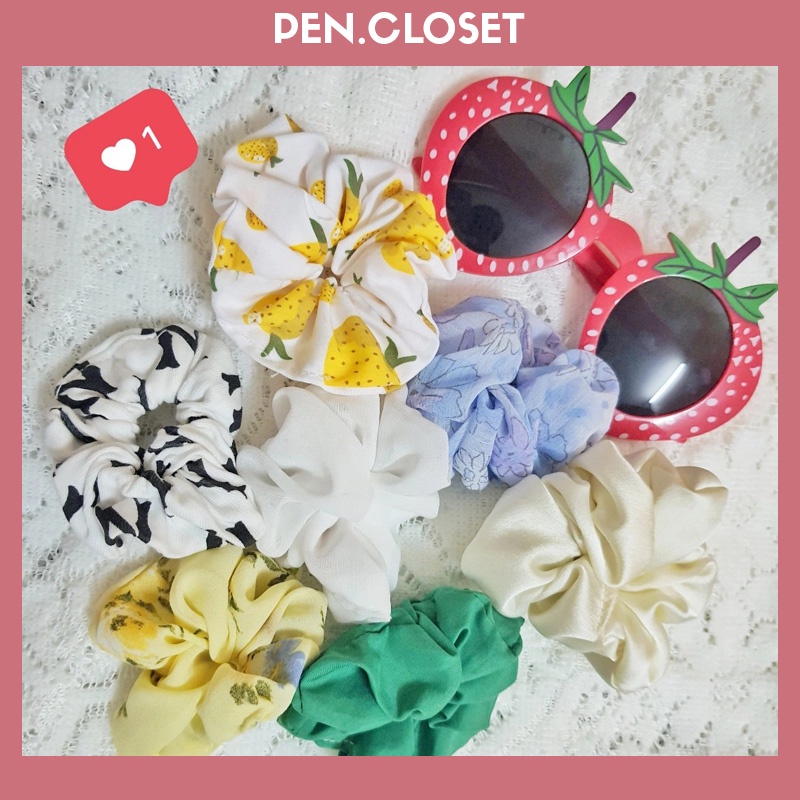 Simple Cute Korean Style Fabric Scrunchi Hair Tie DBT01 (สุ่มสี)