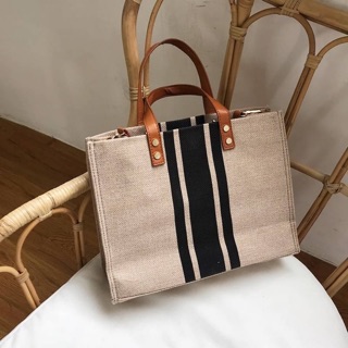 กระเป๋าผ้า stripes tote bag