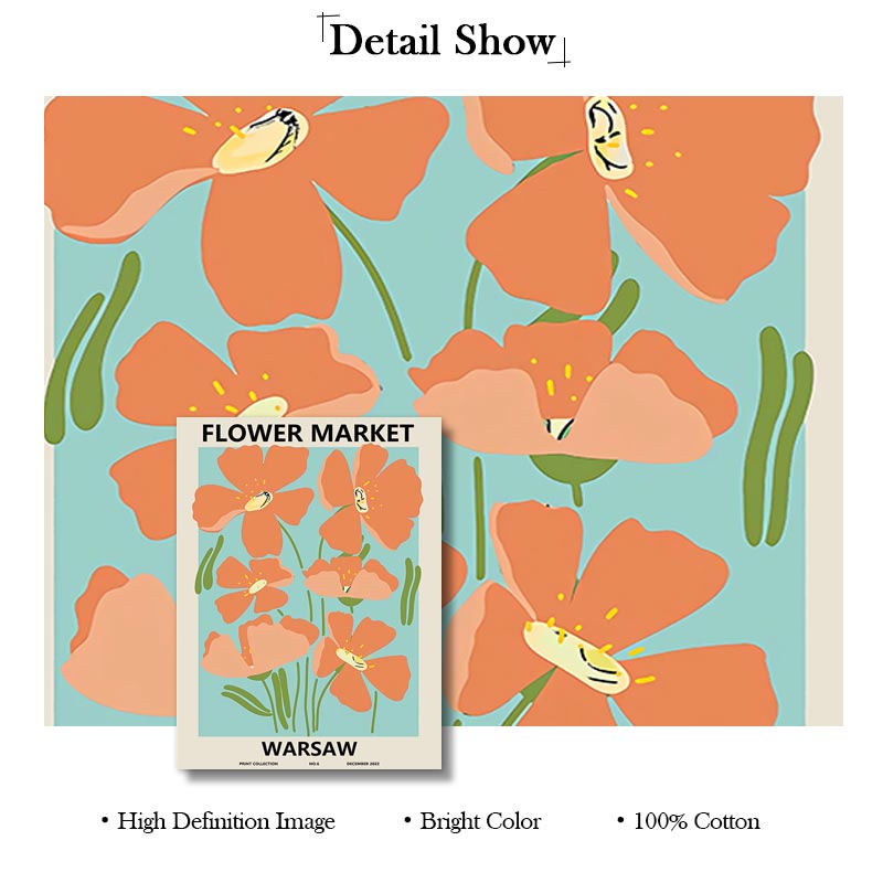 โปสเตอร์ภาพวาดผ้าใบ ลายดอกไม้ สไตล์นอร์ดิก มินิมอล วินเทจ สําหรับตกแต่งผนัง ห้องนั่งเล่น - รูปที่ 3