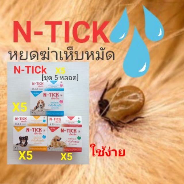 ยาหยด ฆ่าเห็บหมัด N-TICk. ชุด 5หลอด[ X5]ทะเบียน วอส. เลขที่583/2560