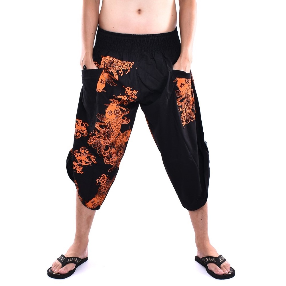 กางเกงซามูไร เอวยางยืด Samurai pants elastic waist (Unisex)