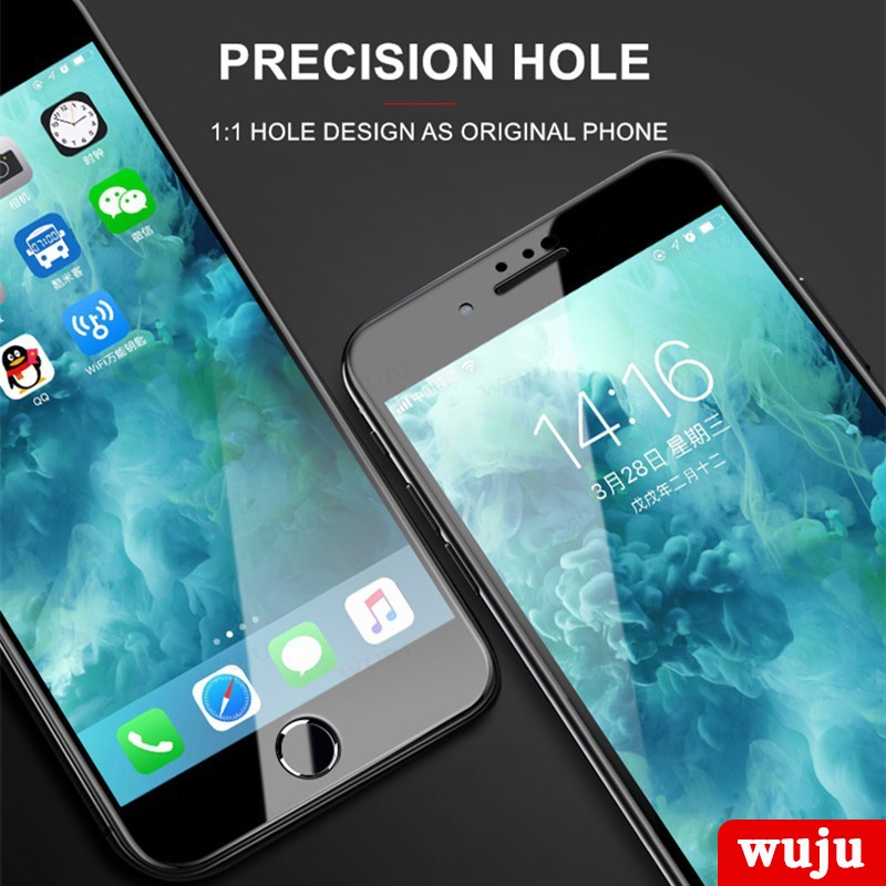 Wuju ฟิล์มกระจกนิรภัยกันรอยหน้าจอ 10D ใสมาก สําหรับ iPhone 16 15 14 11 12 13 Pro Max XR X XS Max Plus SE