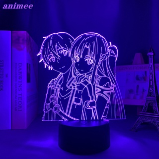 โคมไฟกลางคืน Led รูปการ์ตูนอนิเมะ Sword Art Online 3d SAO+W*Y ของขวัญวันเกิด สําหรับตกแต่งห้องนอน