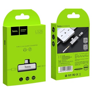 หัวแปลงType-C  2in1 Audio Converter ชาร์จ+ฟังเพลง ของ Hoco LS26 แท้ 100%