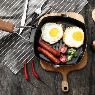 ♣Steak Frying Pan Foldable Steak Pot Thicken Striped Square Grill Pan panelas antiaderente para cozinha