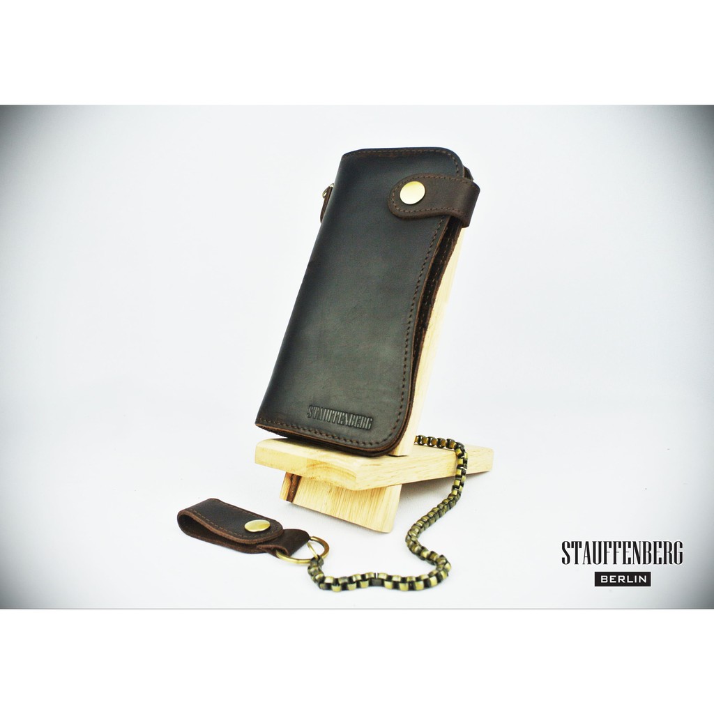 "MENS LONG WALLET WITH CHAIN" - Crazy Horse Leather