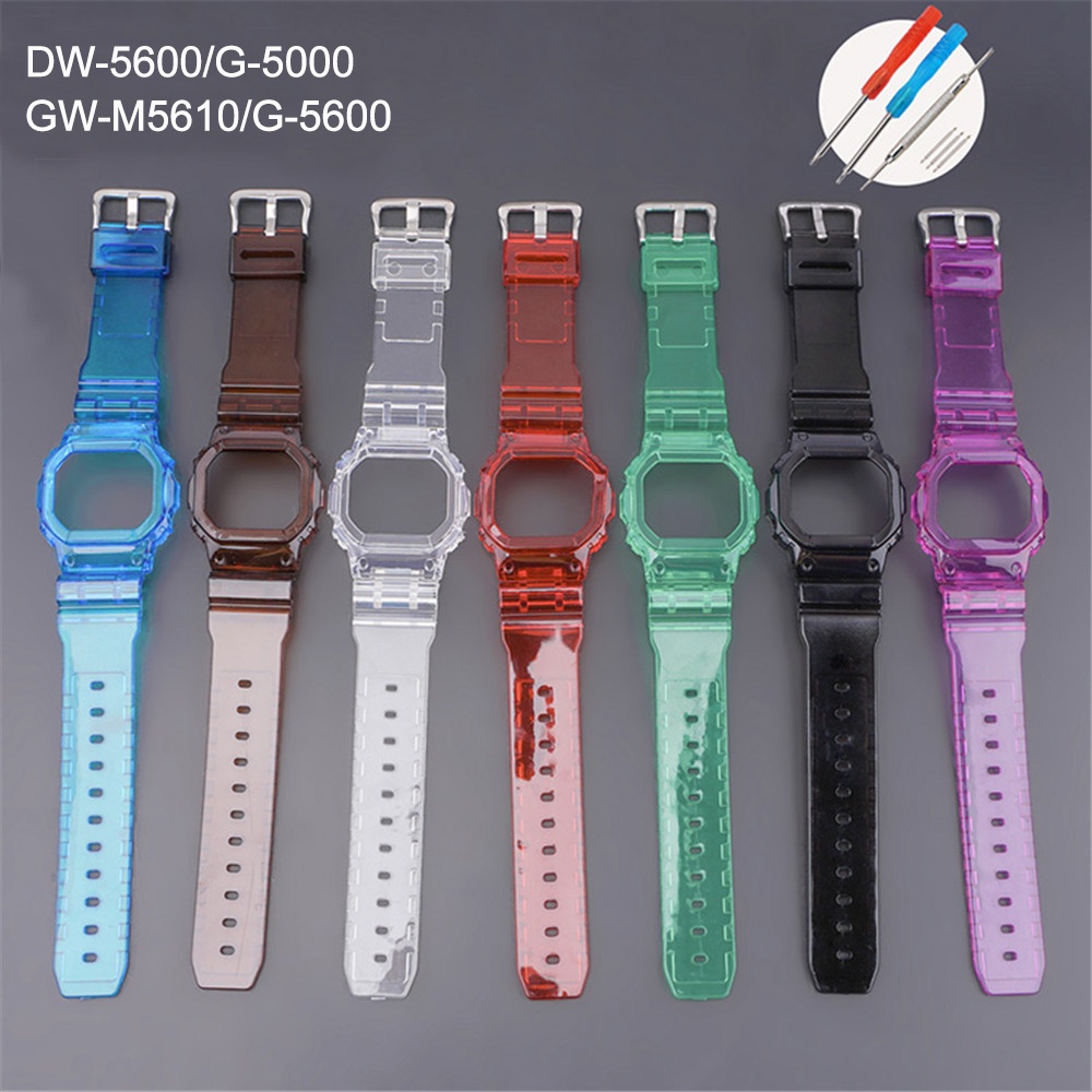 สายนาฬิกาข้อมือเรซิ่น พร้อมเคส สําหรับ Casio G-Shock DW-5600 5000 GW-M5610 G-5600 GLX-5600