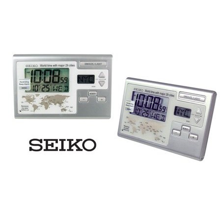 Seiko นาฬิกาปลุก ของแท้ พร้อมเวลาโลก QHL050