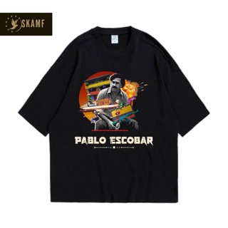 เสื้อยืดผ้าฝ้ายพิมพ์ลายขายดี เสื้อยืด | ขนาดใหญ่ | Escobar PABLO | สีดํา | Billionstars | Rap TEE เสื้อยืด