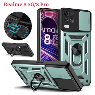 เคสโทรศัพท์มือถือ กันกระแทก พร้อมแหวนแม่เหล็กตั้งโทรศัพท์ สําหรับ Realme 8 5G Pro 8i Realme8 8Pro