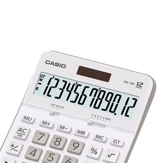 Casio Calculator เครื่องคิดเลข คาสิโอ รุ่น DX-12B-WE แบบตั้งโต๊ะ คุ้มค่า 12 หลัก สีขาว