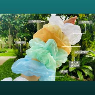 โดนัทมัดผม ผ้าแก้วฟูมีเม็ดโฟมด้านใน สีสดใส