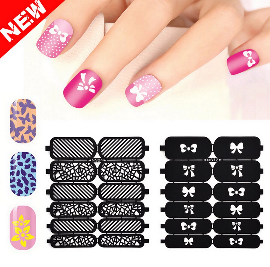 200pcs Flower Stamping Nail Hollow Sticker Templates Nail Stencils Stickers  For Gel Nail Polish Template beauty new | Shopee Thailand